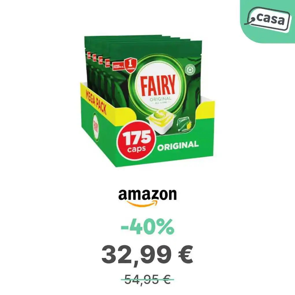 Image from offerte.club: *Fairy Pastiglie Lavastoviglie, 175 Capsule, Original Limone, Brillant...