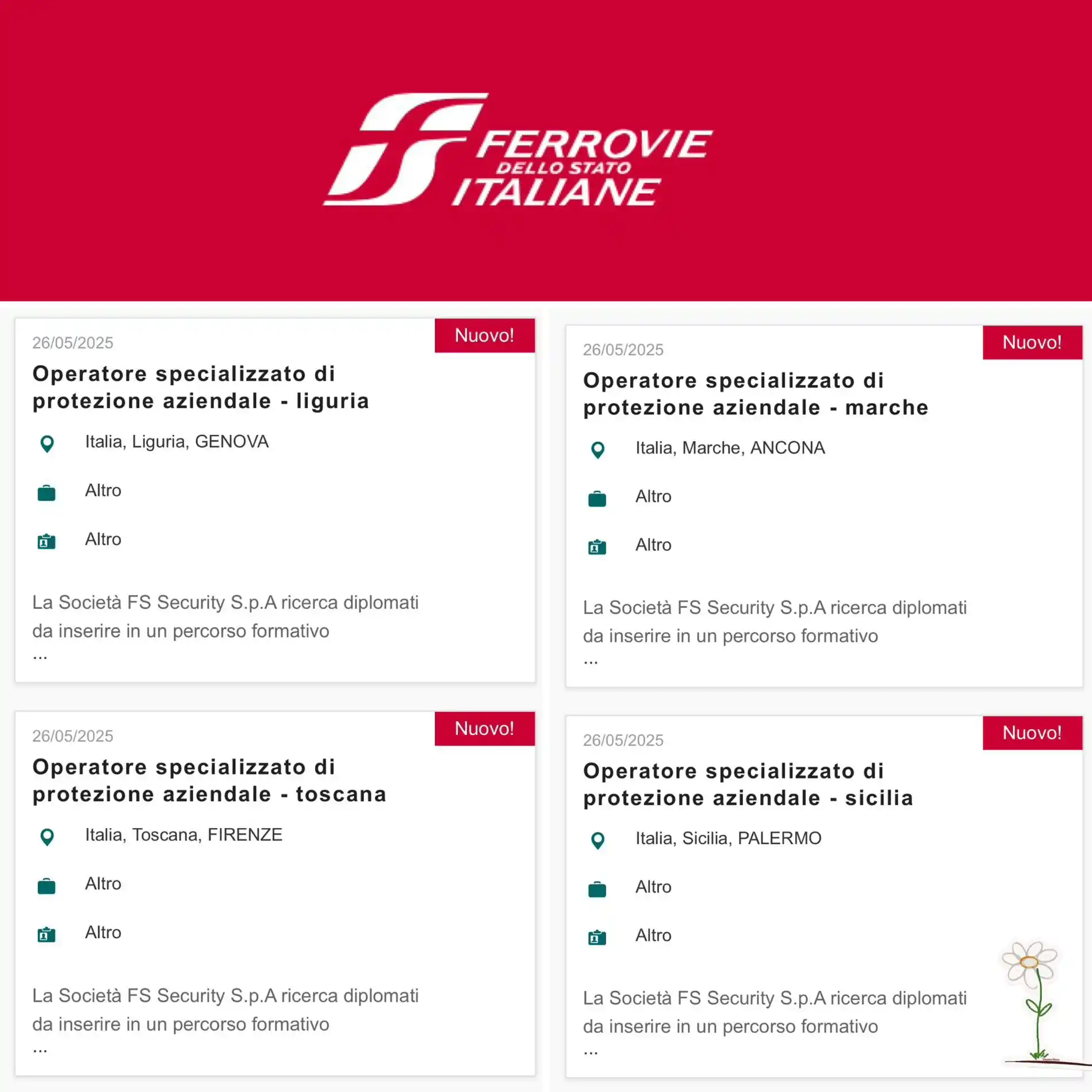 Image from La Voce del Cantoniere: Ferrovie dello Stato Italiane Posizioni aperte https://fscareers.gru...