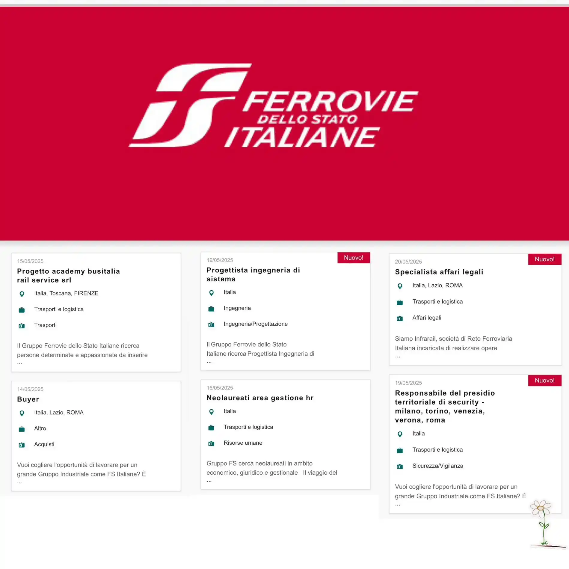 Image from La Voce del Cantoniere: Ferrovie dello Stato italiane Posizioni aperte https://fscareers.gr...