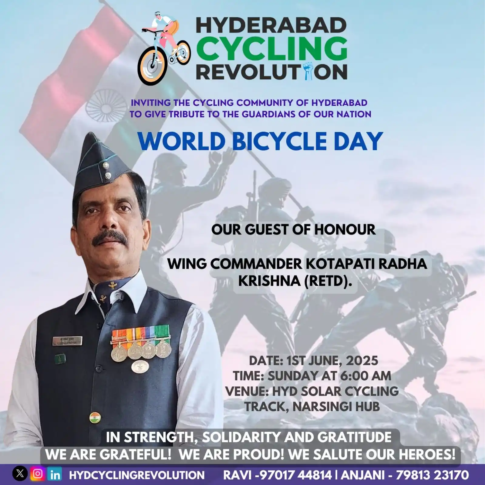 Image from Hyderabad Cycling Revolution: HCR's World Bicycle Day 2025 Our Guest of Honour Saluting India's B...