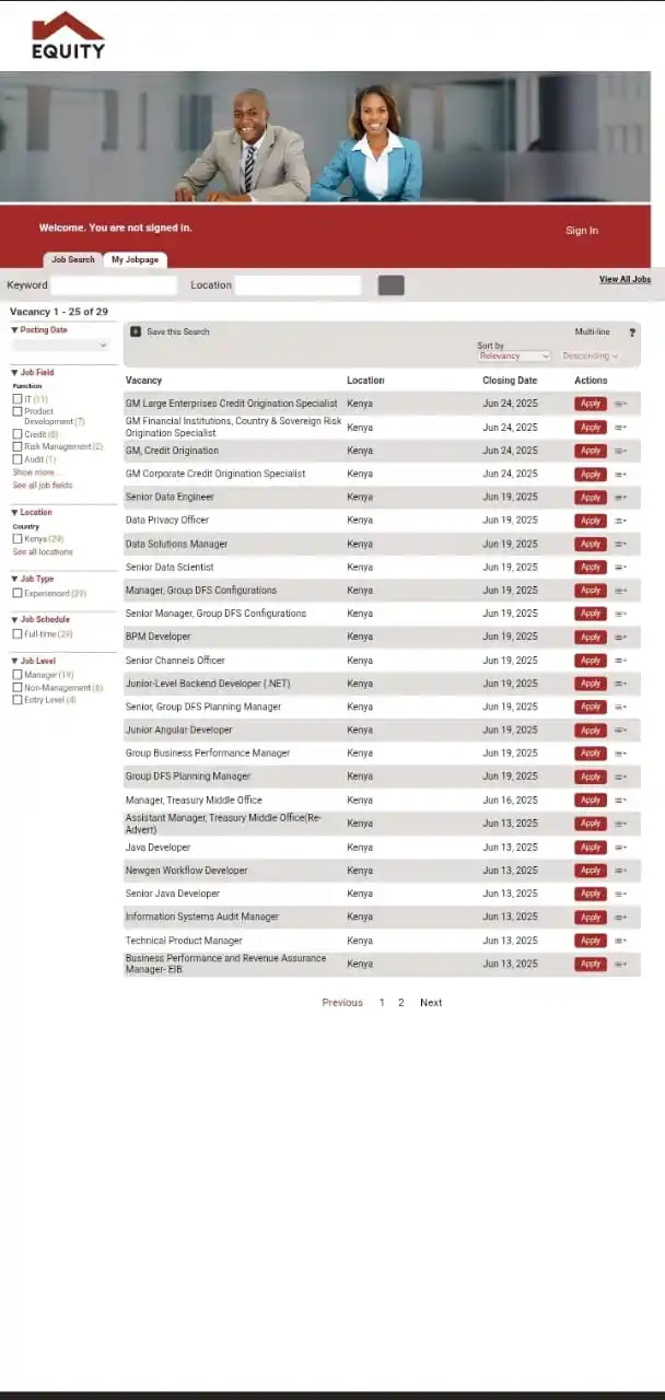 Image from Job Opportunities In KE: https://equitybank.taleo.net/careersection/ext_new/jobsearch.ftl?lang=...