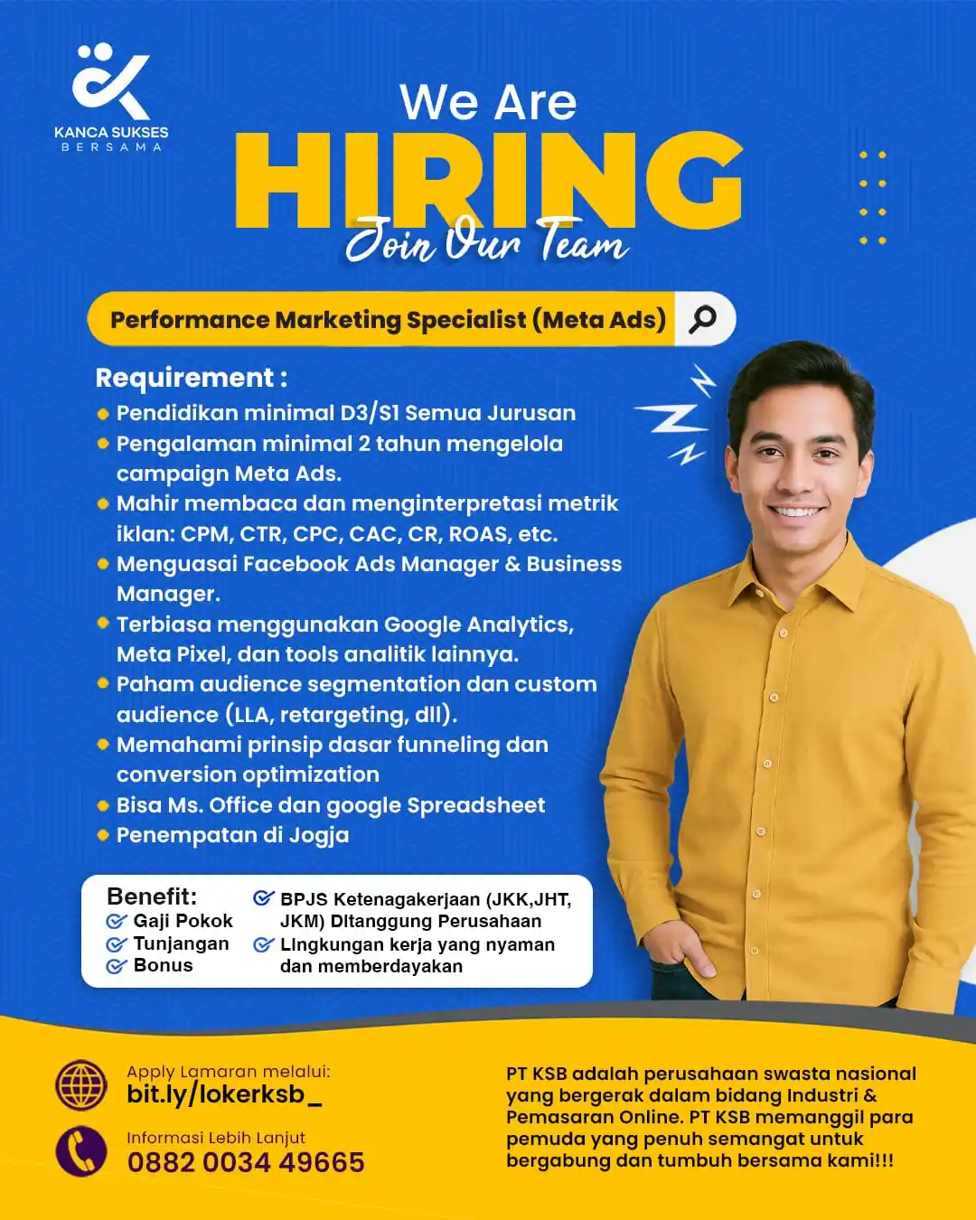 Image from Info Loker Jogja Yogyakarta (Official): Kamu sedang mencari pekerjaan? Pas banget!! Saat ini PT Kanca Sukses...