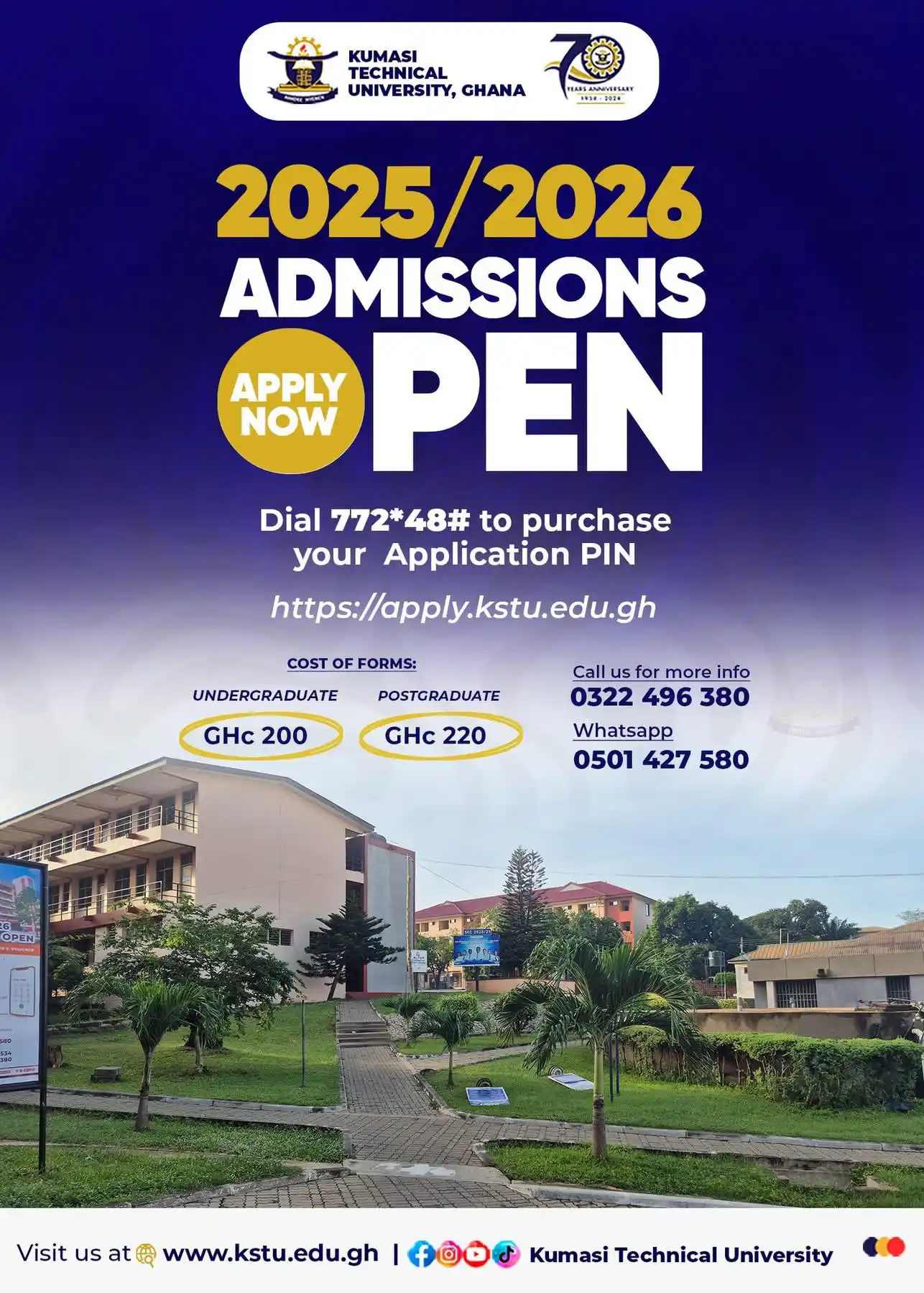 Image from AYOLOMEDIA🗞️: 🎓 Kumasi Technical University Admissions Now Open! Apply now for the...