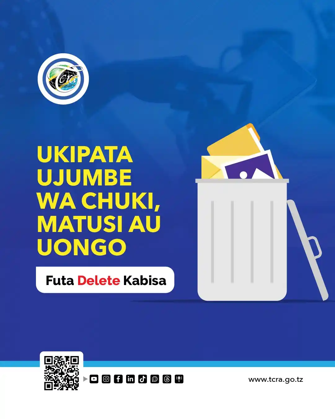 Image from TCRA TANZANIA: 📌Kuwa sehemu ya kuhamasisha matumizi sahihi na salama ya mtandao. Kum...