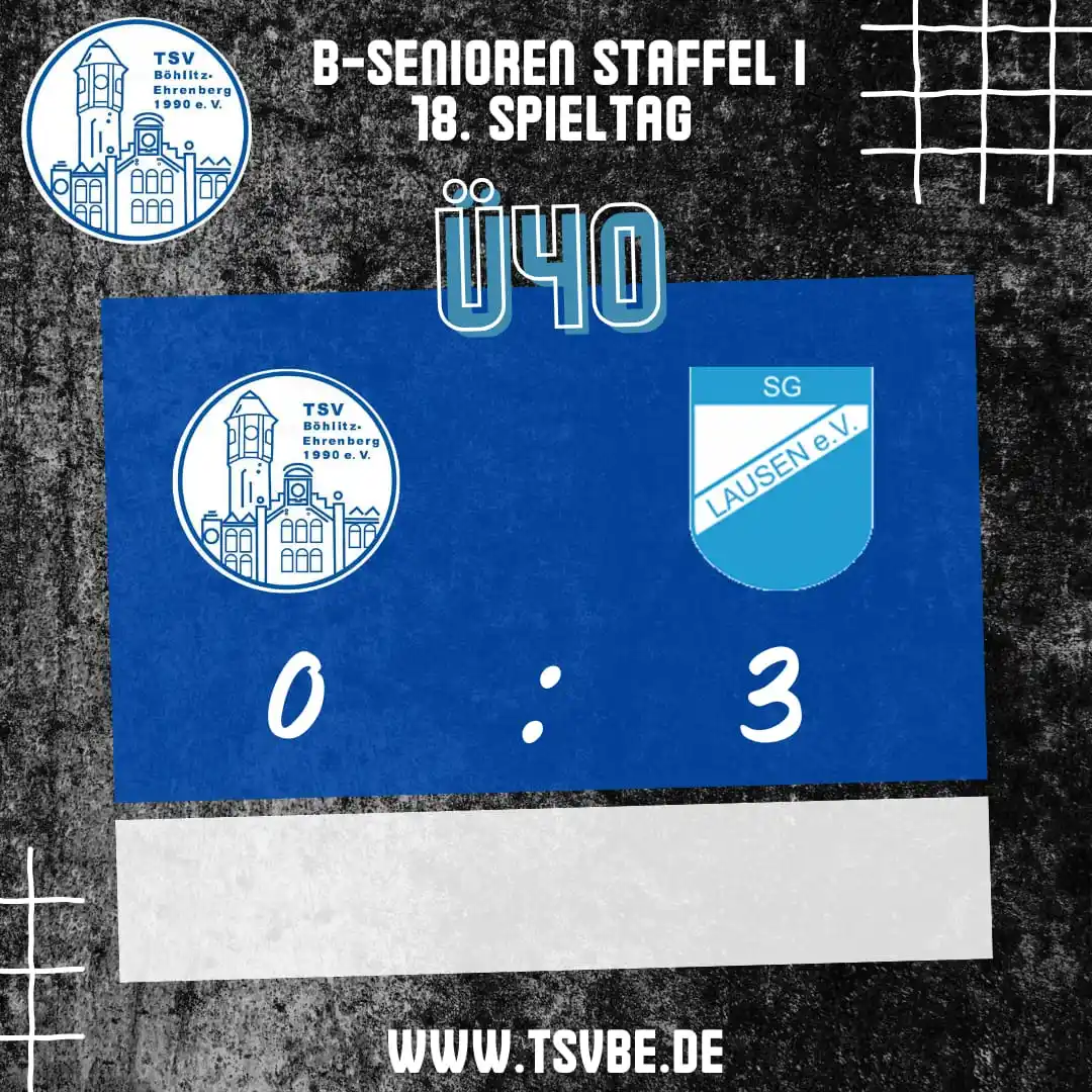 Image from TSV Böhlitz-Ehrenberg 1990 e.V.: Nachlese vom Wochenende Die Ü40 muss sich leider mit einer Niederlage...