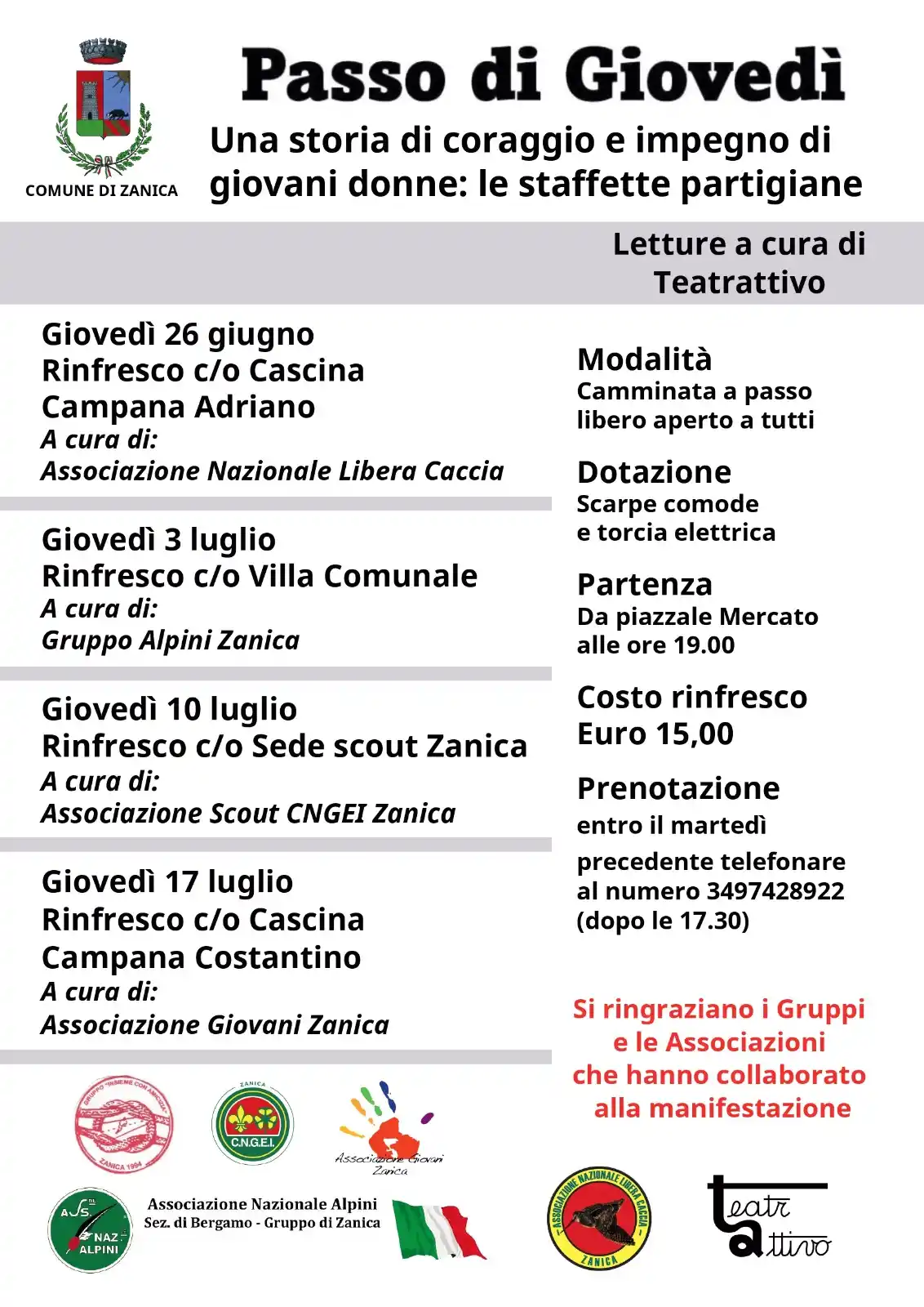 Image from Comune di Zanica: Ritorna il PASSO DI GIOVEDÌ! 4 camminate serali in compagnia dei racco...