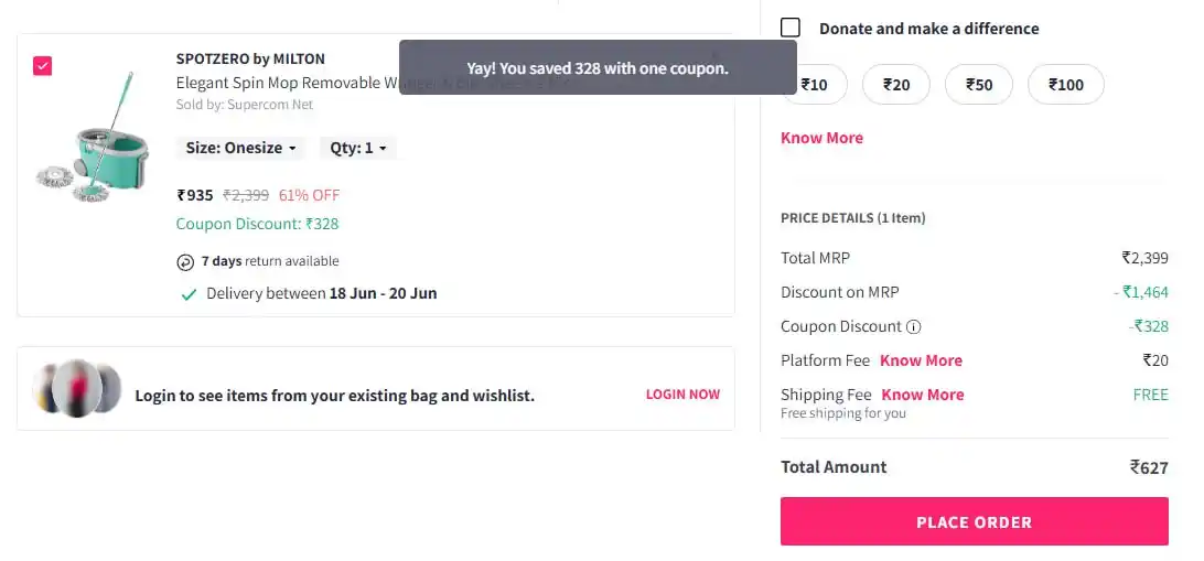 Image from Shopnery Shopping Deals: SPOTZERO by MILTON Spin Mop Set @ 627. Apply Coupon Code : SAVE35 Bu...