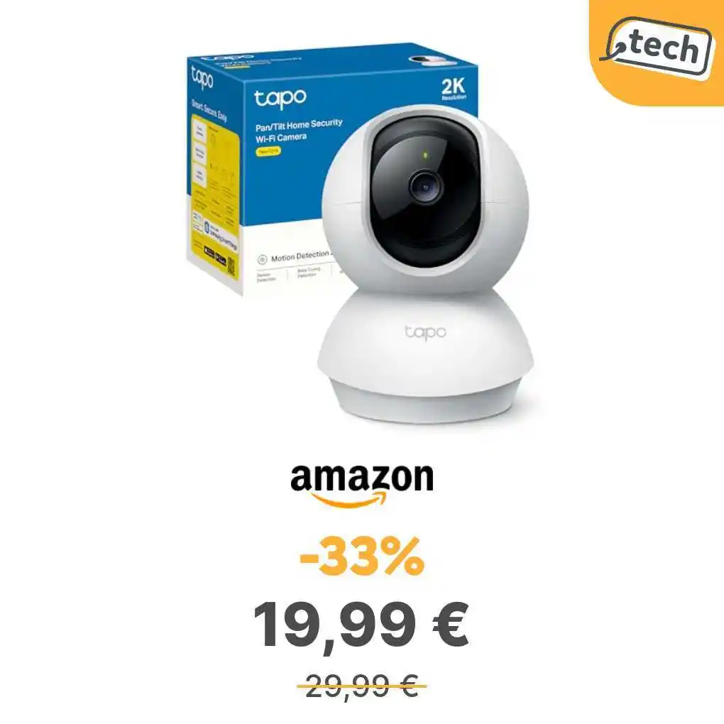Image from offerte.club: *Tapo C21A Telecamera Wi-Fi Interno 2K, Sorveglianza Notturna, Rilevam...