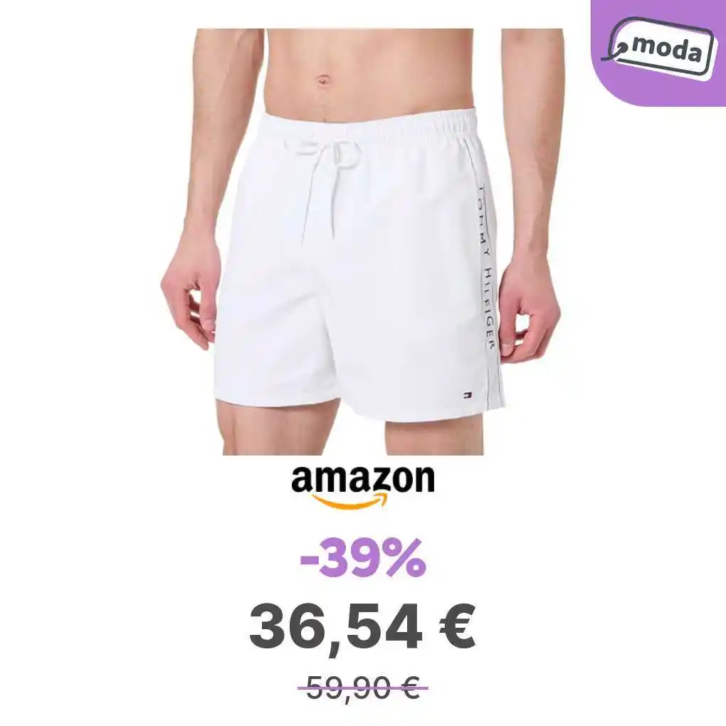 Image from offerte.club: *Tommy Hilfiger Uomo Pantaloncino Bagno Medium Coulisse Bianco* 👉 ht...