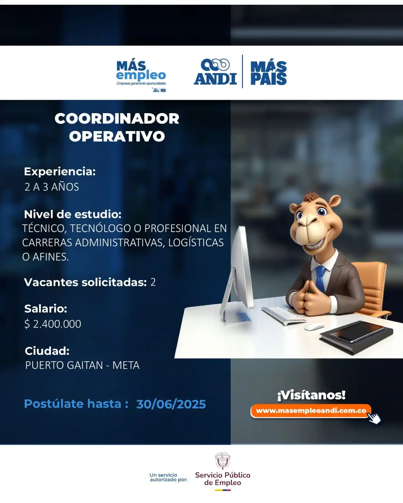 Image from Vacantes Más Empleo ANDI 🔵: *Transportes La Estrella S.A.S. busca Coordinador(a) Operativo en Puer...