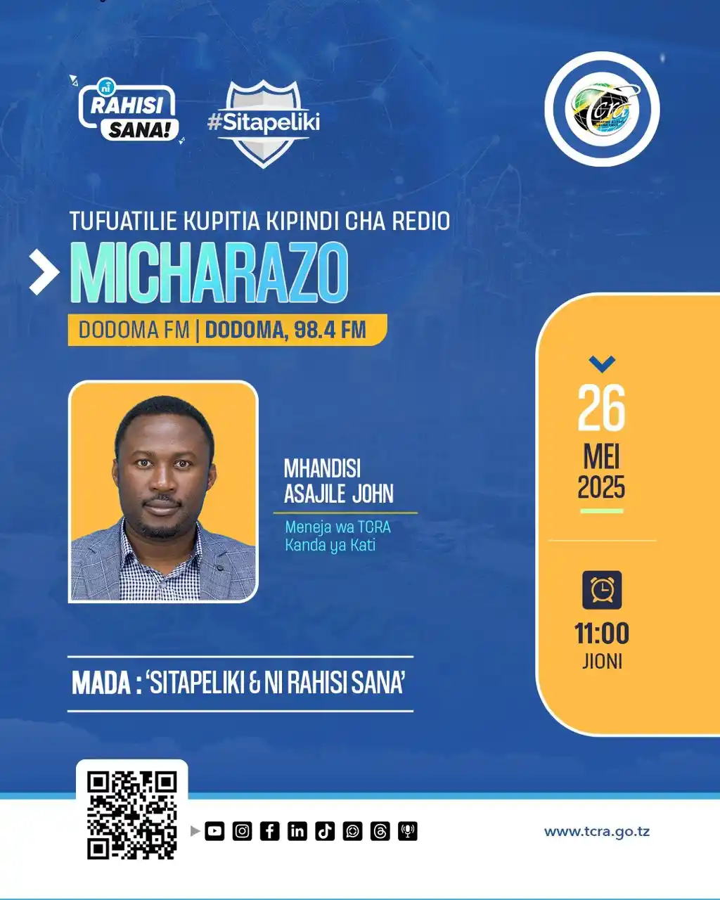 Image from TCRA TANZANIA: 🚨Usikose kufuatilia kipindi cha MICHARAZO kuanzia saa 11 jioni, kupit...