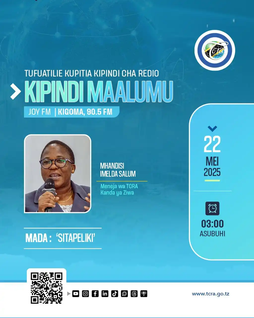 Image from TCRA TANZANIA: 🚨Usikose kufuatilia kipindi Maalumu kuanzia saa 3 asubuhi kupitia JOY...