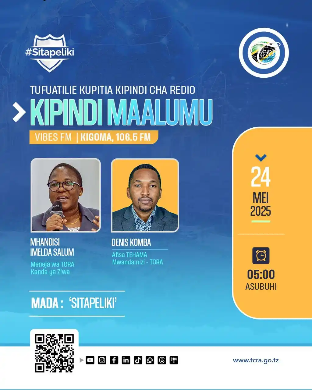 Image from TCRA TANZANIA: 🚨Usikose kufuatilia kipindi Maalumu kuanzia saa 5 asubuhi kupitia VIB...