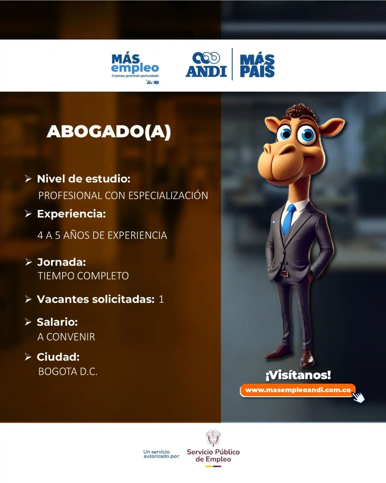 Image from Vacantes Más Empleo ANDI 🔵: ⚖️ *Vacante: Abogado/a Litigios y Arbitraje* 📍 *Bogotá | Contrato in...