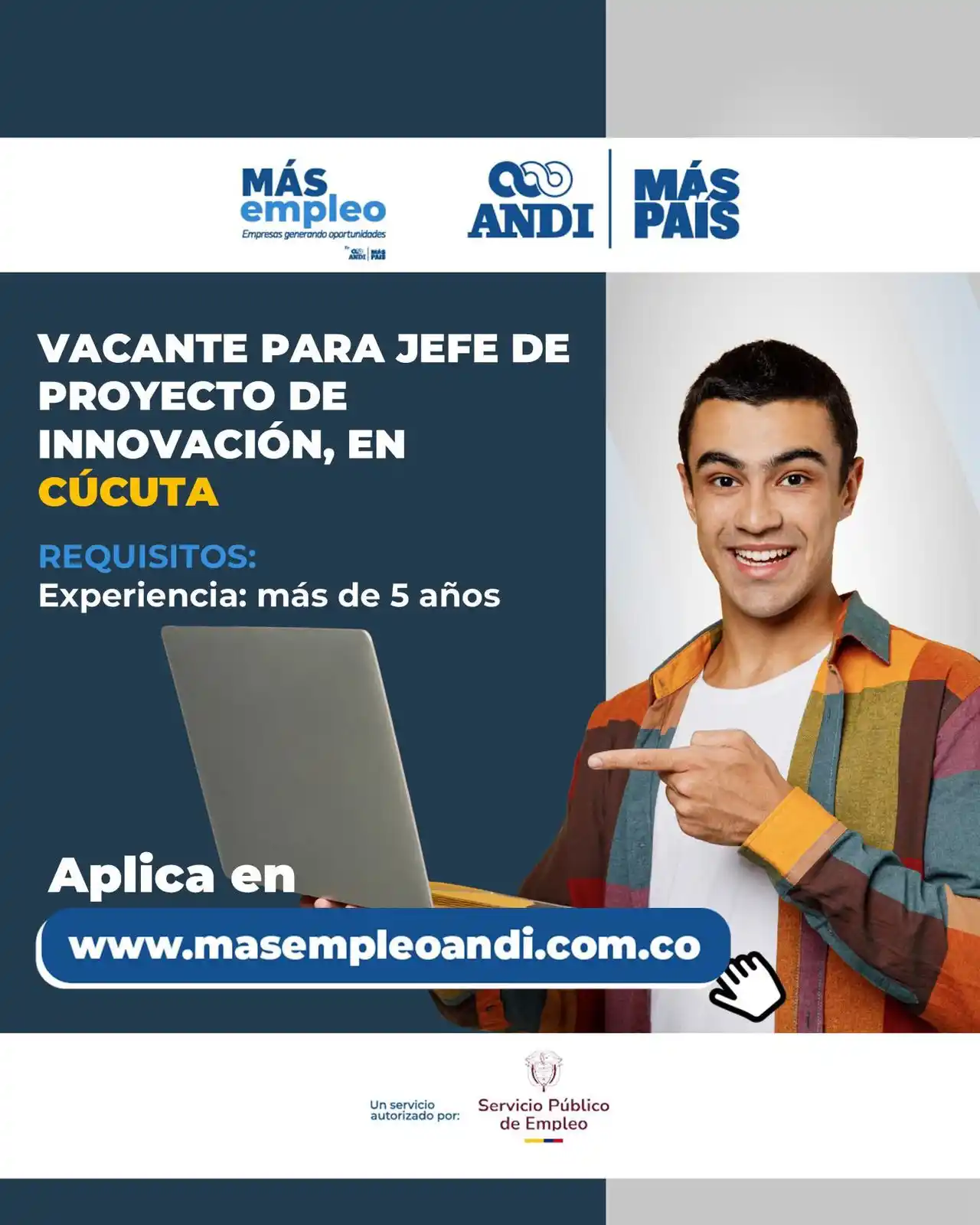 Image from Vacantes Más Empleo ANDI 🔵: 📢 ¡Vacante disponible! 👷♂️ *Jefe de Proyectos de Innovación* 🏢 Ce...