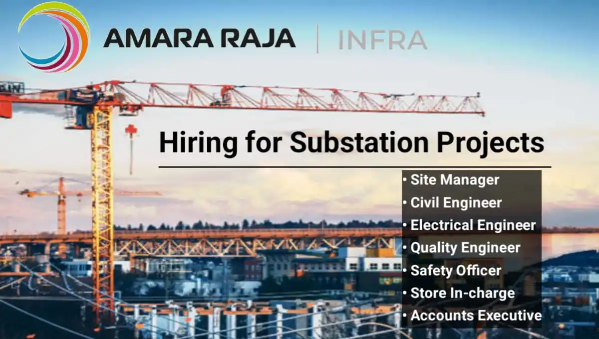 Image from ✅FindConstructionJobs: *📢📢Amara Raja Infra Pvt Ltd Vacancy For Substation Project in Vatama...