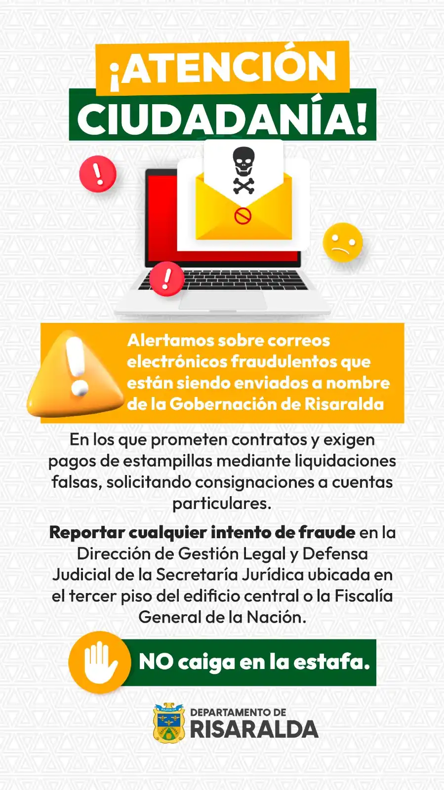 Image from Diario Noticias Dos Puntos: 🚨 ¡Atención ciudadanía de Risaralda! 🚨 La Gobernación alerta sobre c...