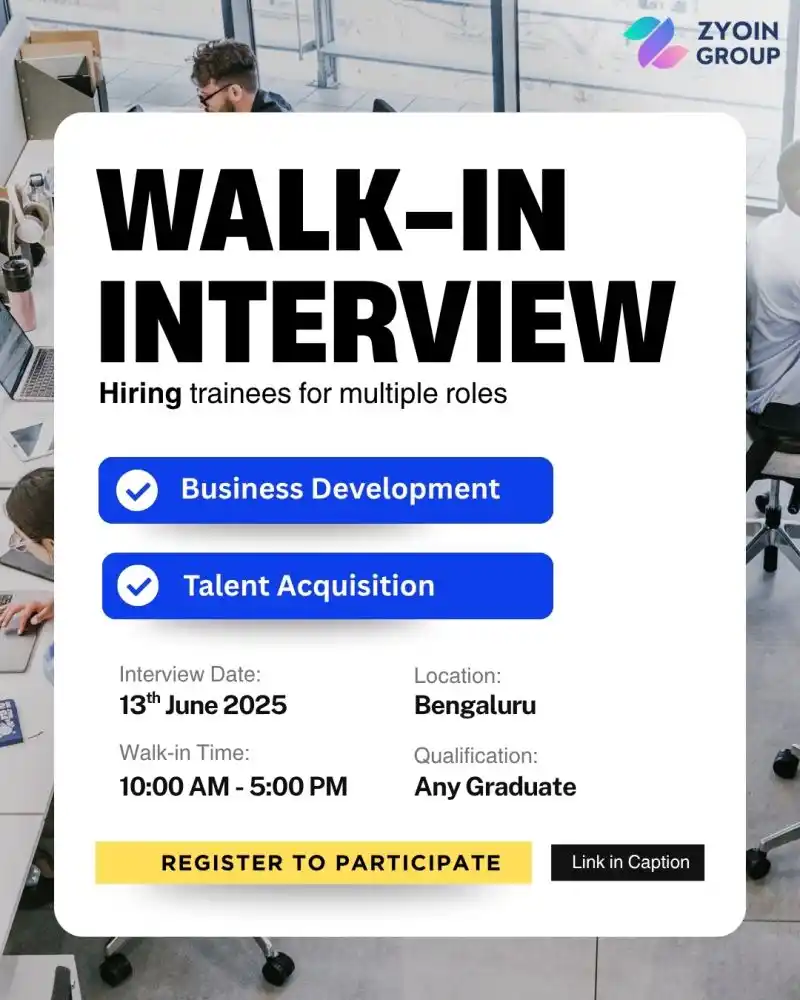 Image from Karnataka Jobs: 🚨 Bengaluru Freshers — We’re Hiring! 🚨 ✨ Walk-In for Trainee Roles:...