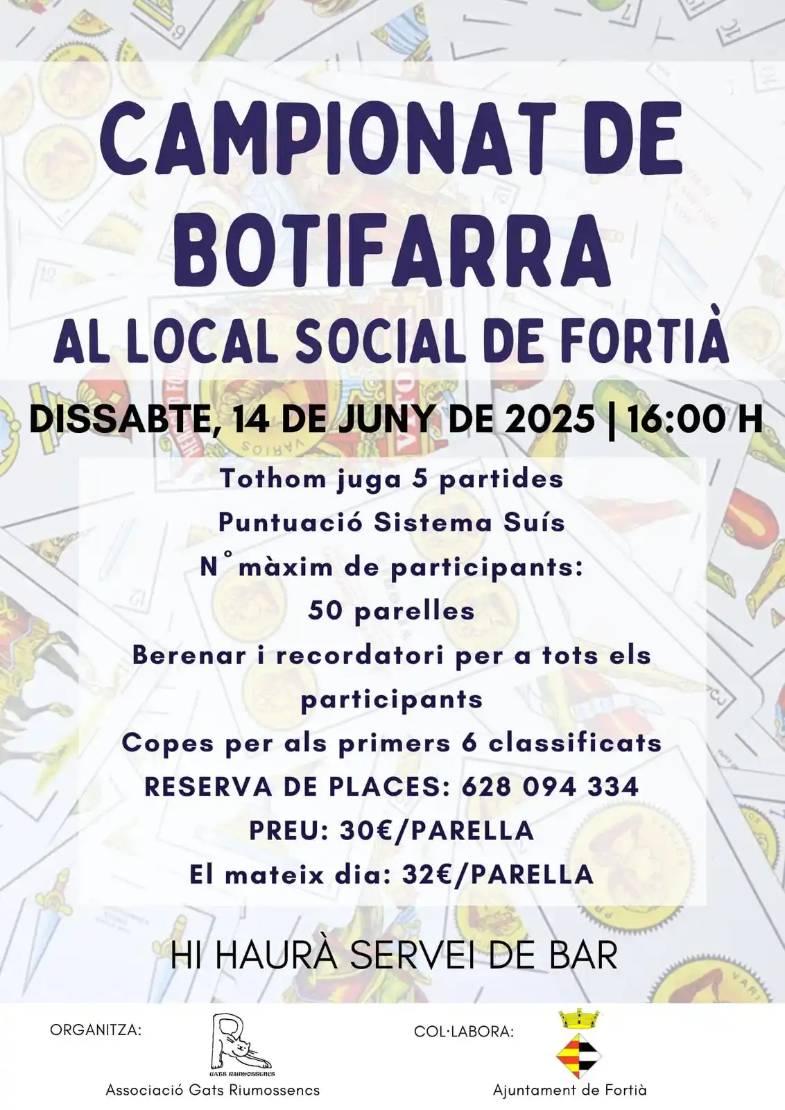 Image from Fortià Informa: Campionat de Botifarra 🗓️Dissabte 14 de juny 🕓 16.00h 📍Centre Agrí...
