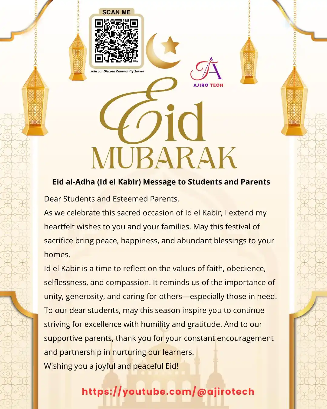 Image from Ajiro Tech | IGCSE & A Level: 🌙✨ EID MUBARAK from Ajiro Tech! ✨🌙 As we celebrate the sacred occas...