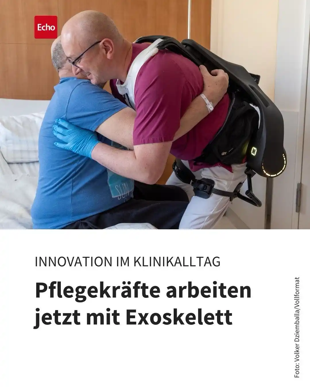 Image from Echo Online Südhessen: Ein „Exoskelett“ erleichtert Pflegekräften am GPR Rüsselsheim seit Anf...