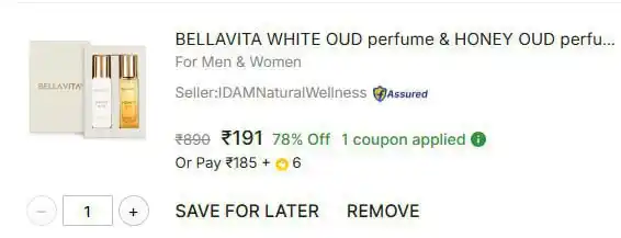 Image from CouponClip {Deals & Offers}: Flipkart | 🌟 Bellavita WHITE OUD Perfume Combo – ₹191 🔗 https://fkr...