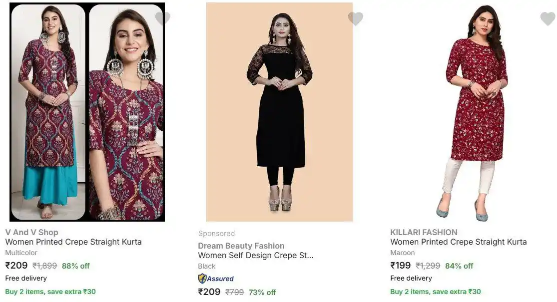 Image from CouponClip {Deals & Offers}: Flipkart Fashion SALE 🙈🙈 Dailywear Kurtis At 199 https://fkrt.co/Vf...