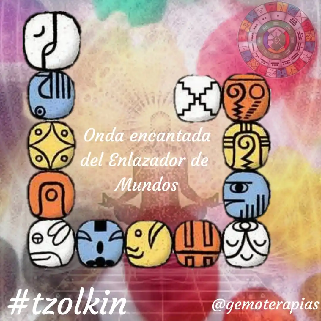 Image from Gemoterapia Tarot Tzolkin: Glifo: Enlazador de Mundos Nombre Maya: CIM...