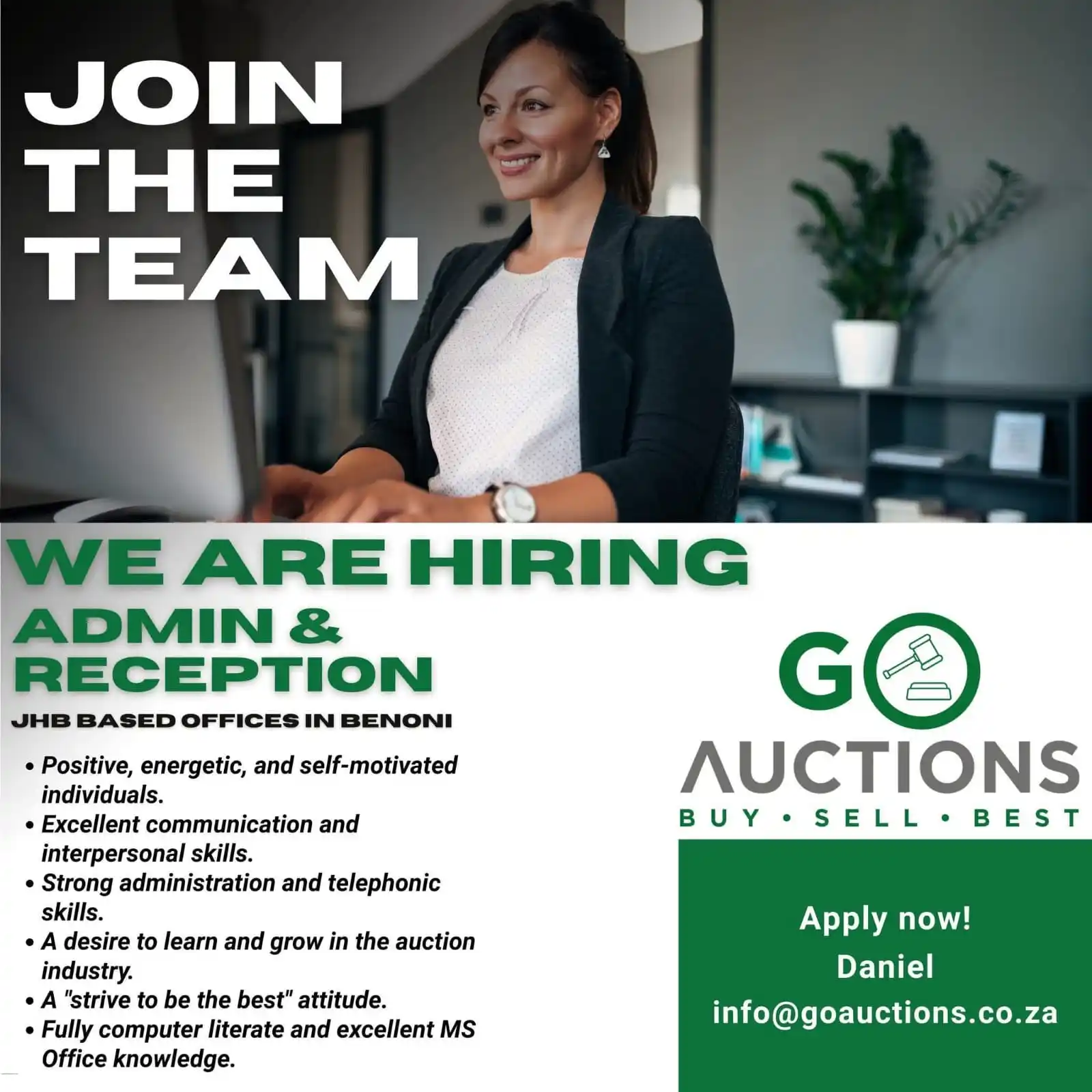 Image from Opportunities With Thabang: Go Auctions is looking for a friendly and organized individual to join...