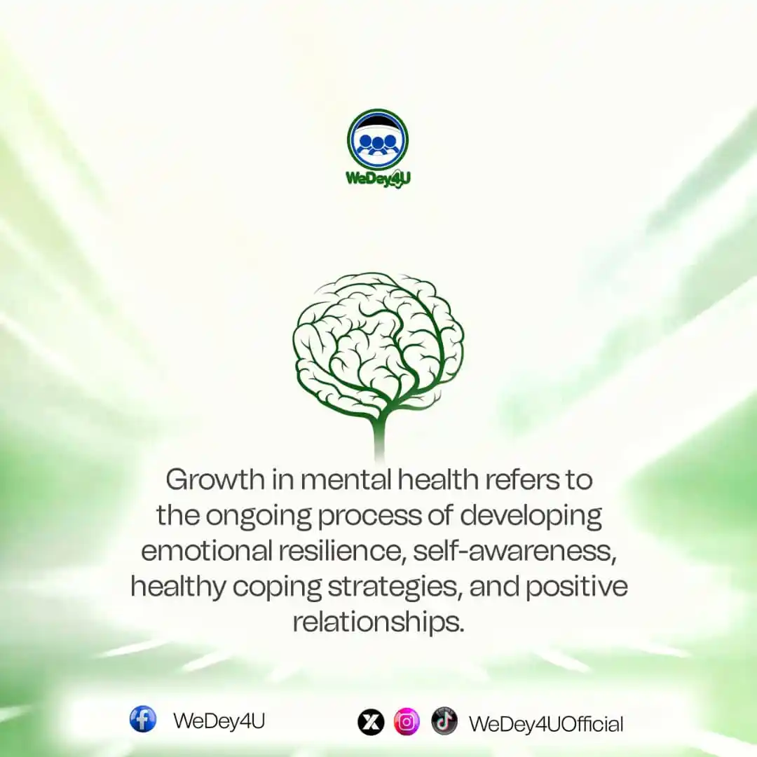 Image from WeDey4U 💚: Growth in mental health refers to the ongoing process of developing em...