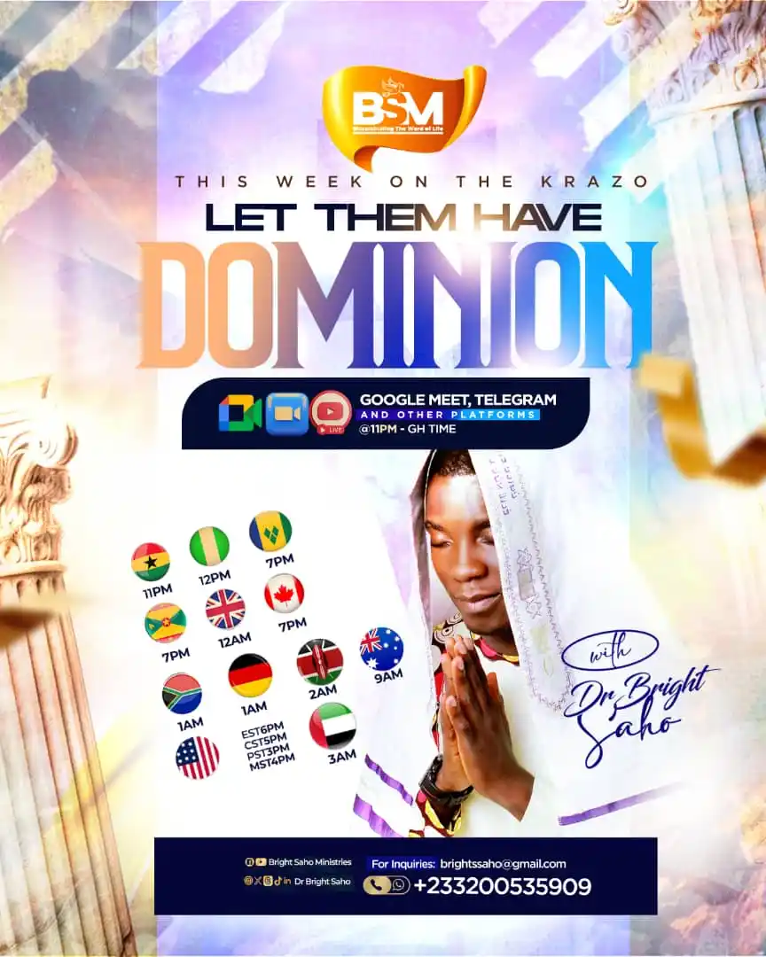 Image from Apostle Bright Saho: *IT'S A NEW WEEK ON THE ALTAR* God called man into a life of dominion...