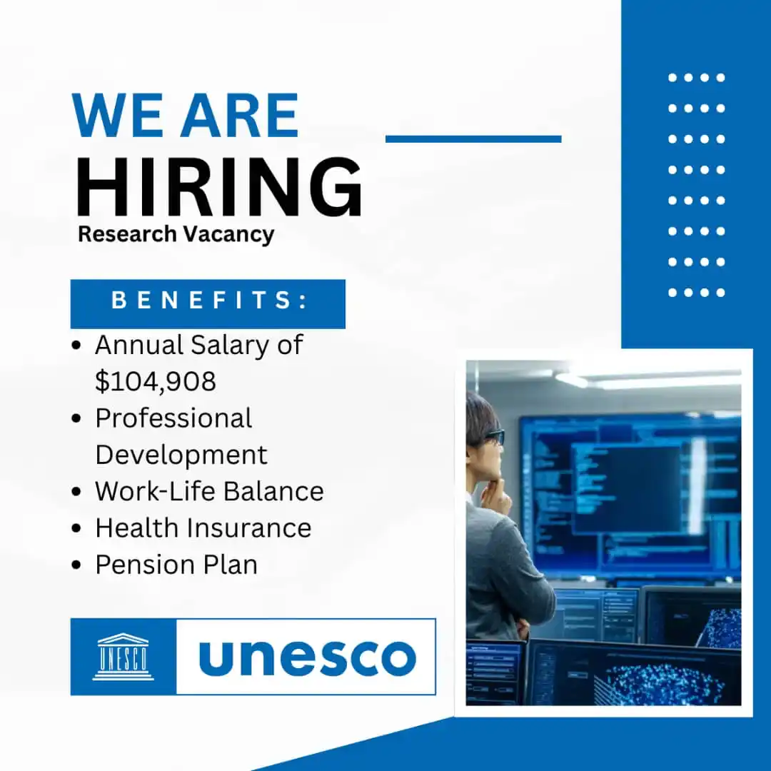 Image from UN Jobs: 𝐉𝐨𝐢𝐧 𝐔𝐍𝐄𝐒𝐂𝐎: 𝐑𝐞𝐬𝐞𝐚𝐫𝐜𝐡 𝐕𝐚𝐜𝐚𝐧𝐜𝐲 𝐖𝐢𝐭𝐡 𝐚𝐧 �...