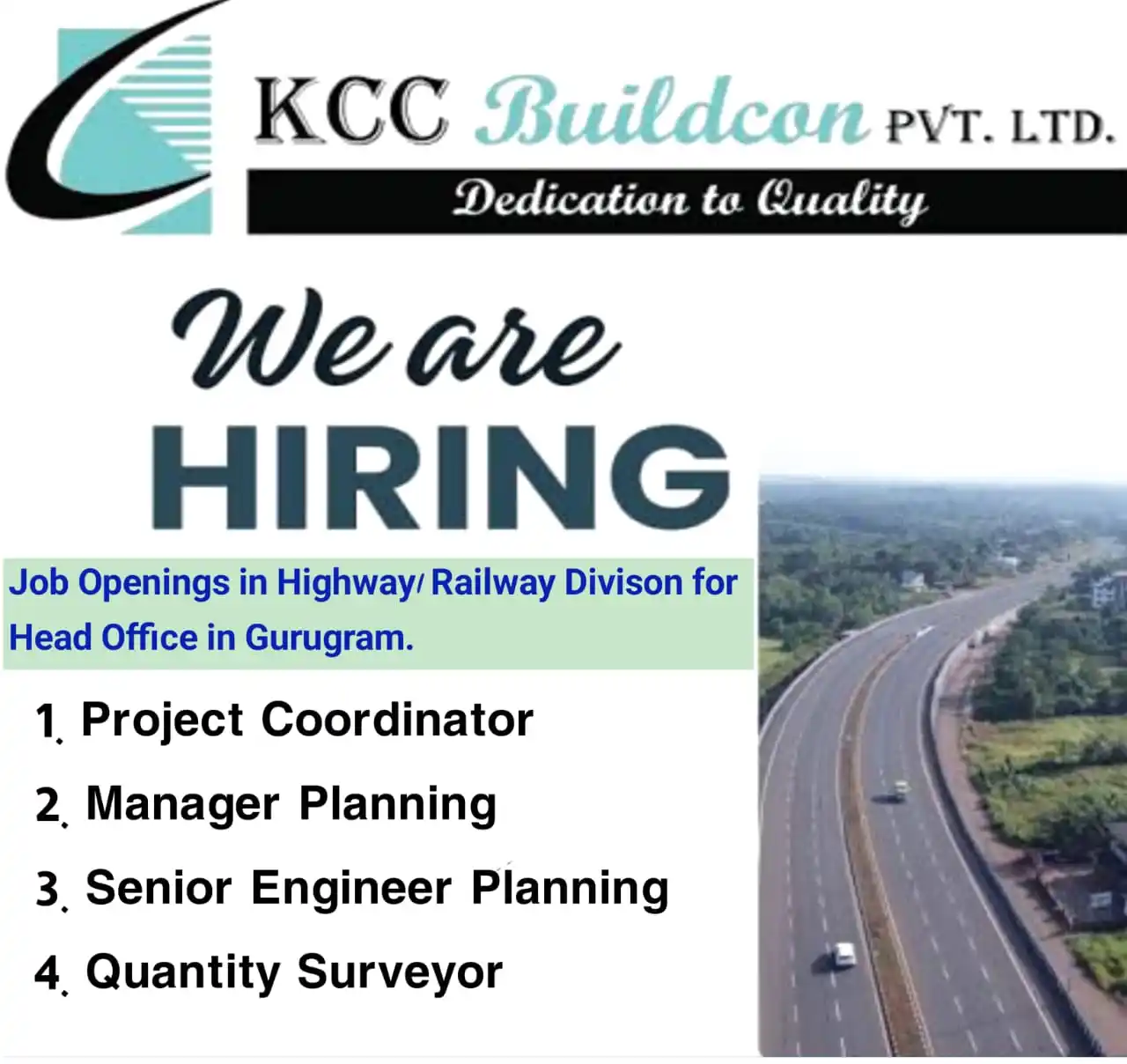 Image from ✅FindConstructionJobs: 📢📢 *KCC Buildcon Pvt Ltd Vacancy For Highway/Railway Divison* *Ap...