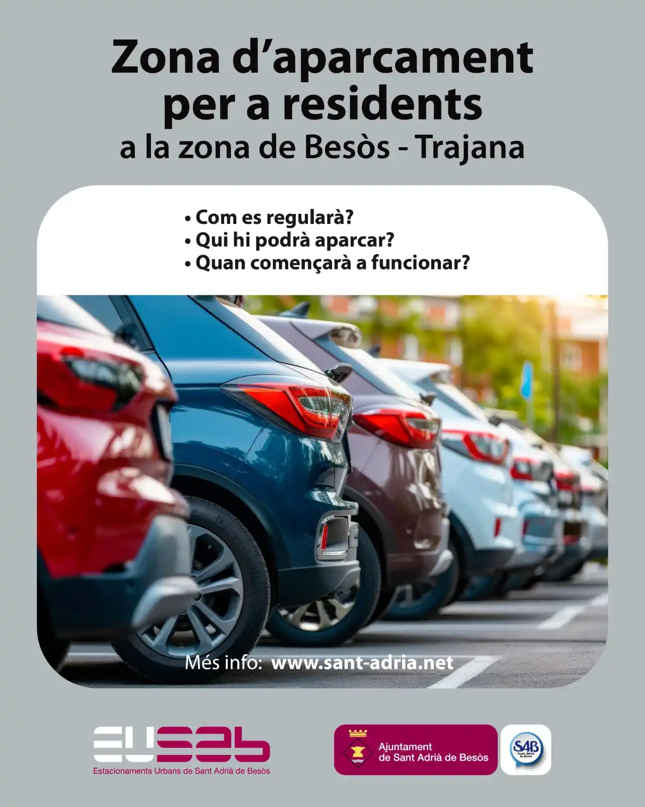Image from Ajuntament de Sant Adrià de Besòs: 🚗 *L' Ajuntament posarà en marxa zones regulades d'aparcament als bar...