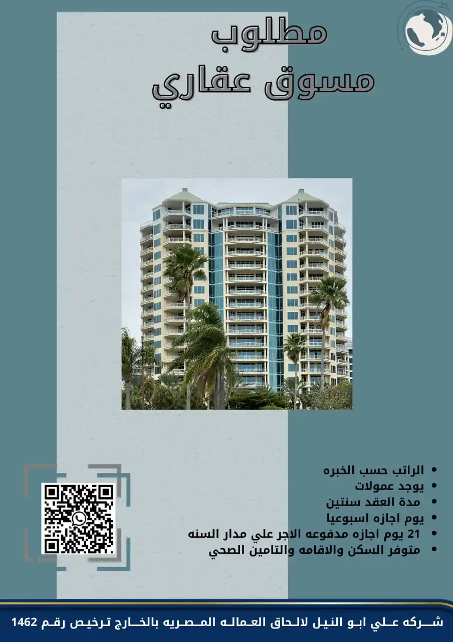 Image from شركة علي أبو النيل لألحاق العماله ترخيص 1462: مطـــــــــلوب للتعــاقد فــي <a class="text-blue-500 hover:underline ...