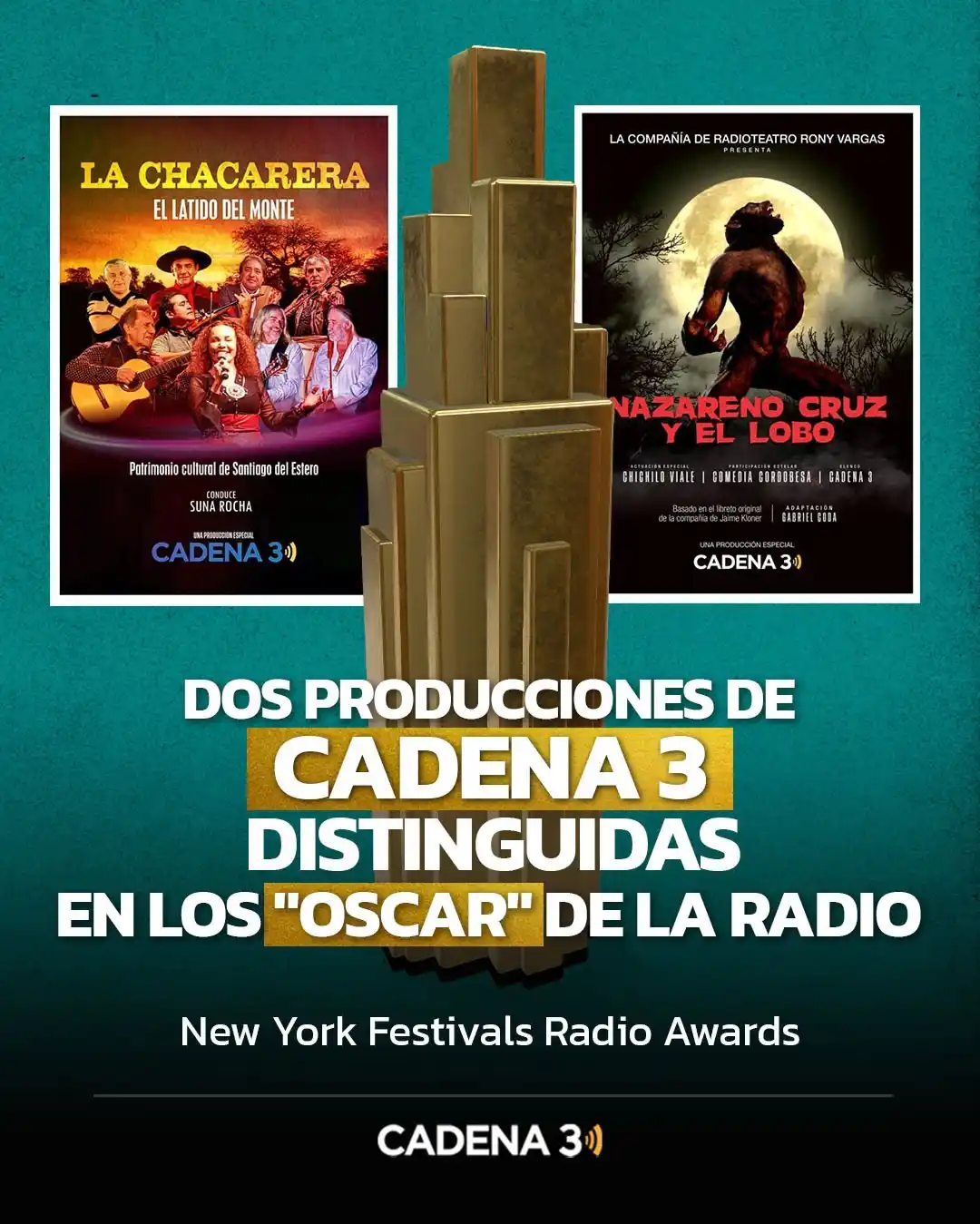 Image from Cadena 3 Argentina: *New York Festivals Radio Awards: distinguen a dos producciones de Cad...