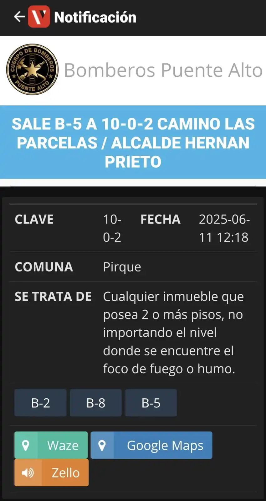 Image from Portal Pirque Noticias: *Notificación del Cuerpo de Bomberos de Puente Alto:* Un llamado clave...