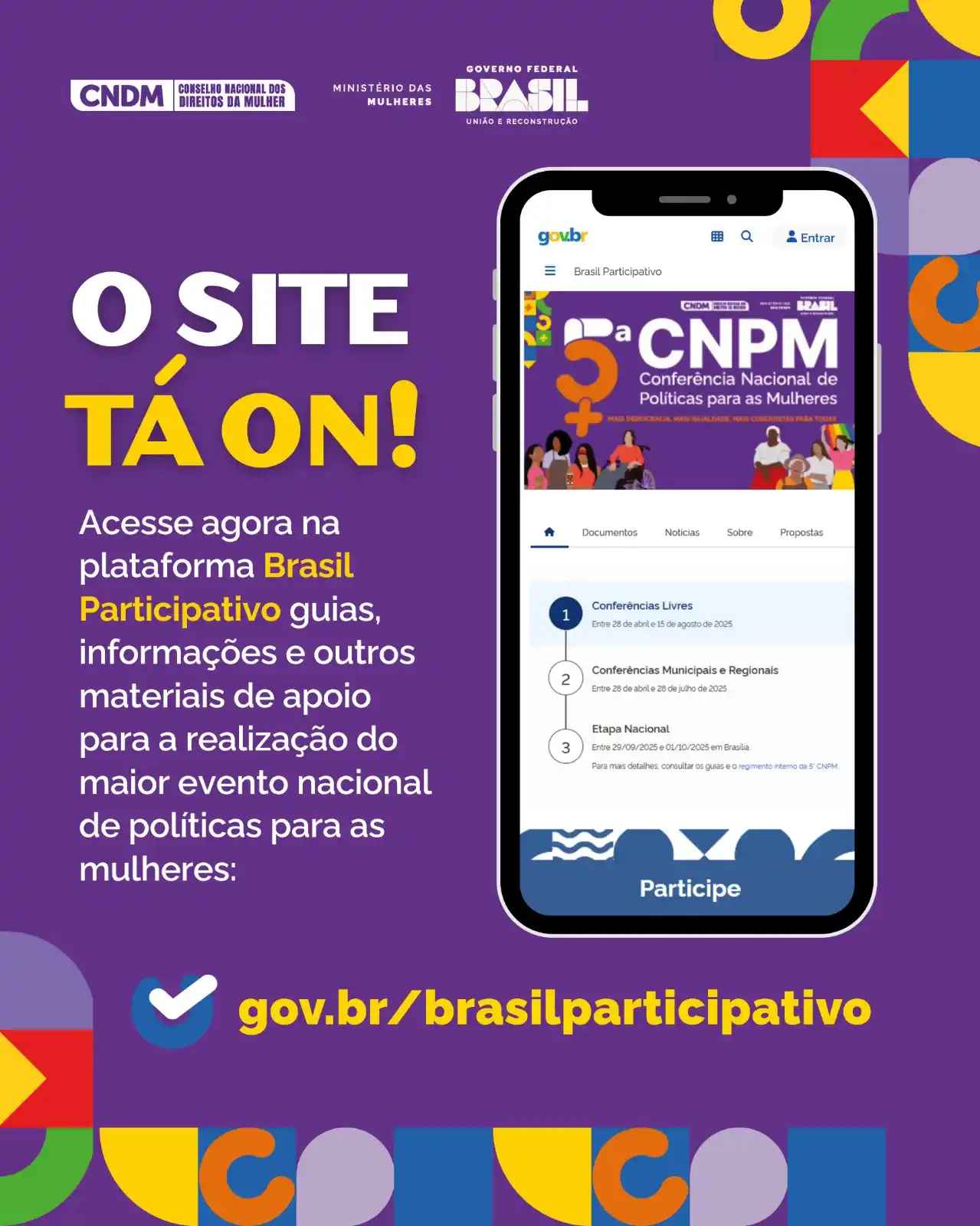 Image from Ministério das Mulheres: *Os materiais da 5ª Conferência Nacional de Políticas para as Mulheres...