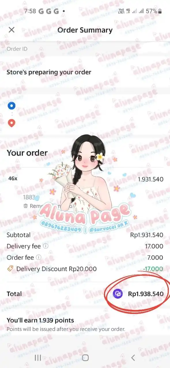 Image from Aluna's proof: ovo paylater 1,9jt via grabmart...