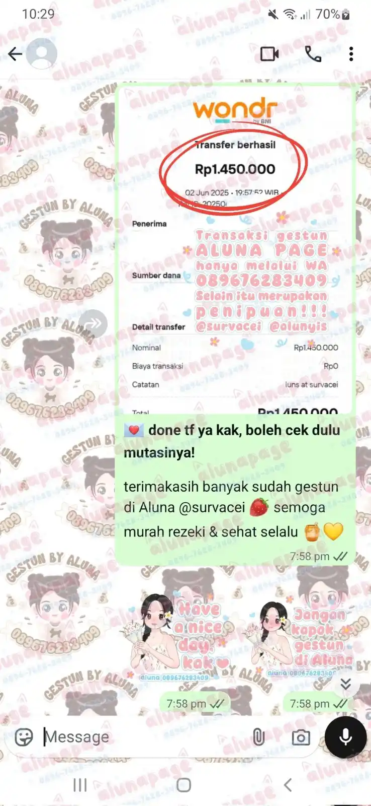Image from Aluna's proof: ovo paylater 1,9jt via grabmart...