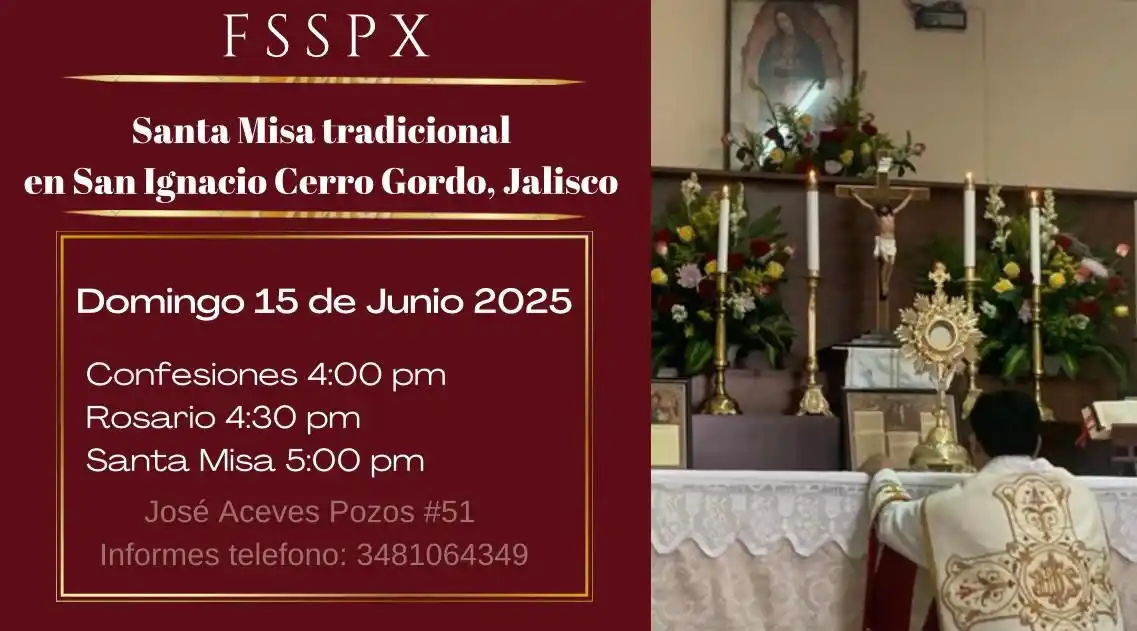Image from FSSPX - México Misa en Latín : 📍 ¡Santa Misa tradicional en San Ignacio Cerro Gordo, Jalisco! ✝️ 📆...