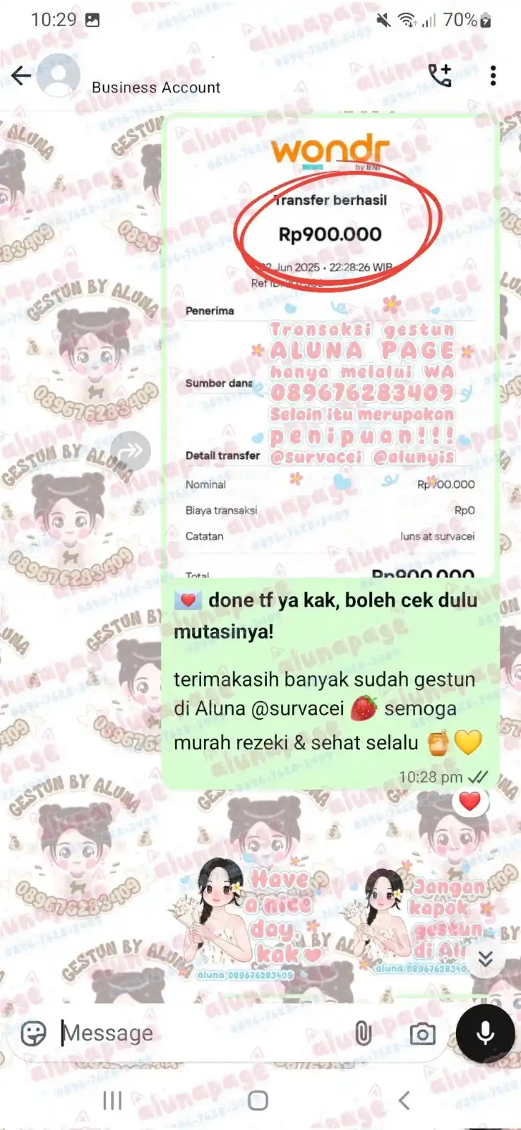 Image from Aluna's proof: tiktok paylater 1jt via check out...
