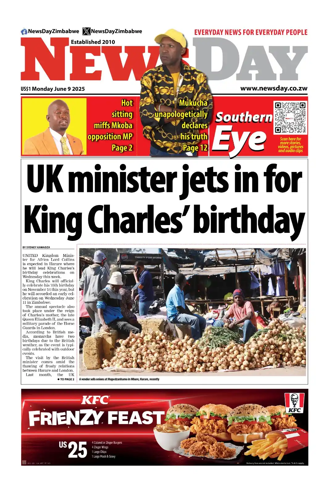 Image from NewsDay Zimbabwe: 🔴Your favourite Daily is here... https://digital.amh.co.zw/newsday-5...