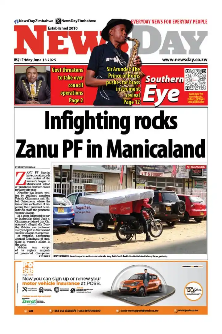 Image from NewsDay Zimbabwe: 🔴Your favourite Daily is here... https://digital.amh.co.zw/newsday-5...