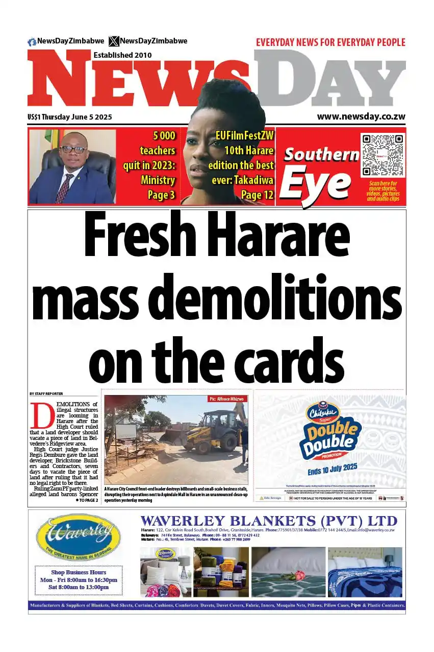 Image from NewsDay Zimbabwe: 🔴Your favourite Daily is here...  https://digital.amh.co.zw/newsday-5...