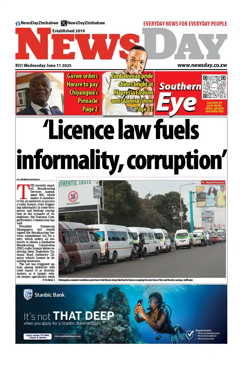 Image from NewsDay Zimbabwe: 🔴Your favourite Daily is here... https://digital.amh.co.zw/newsday-5...