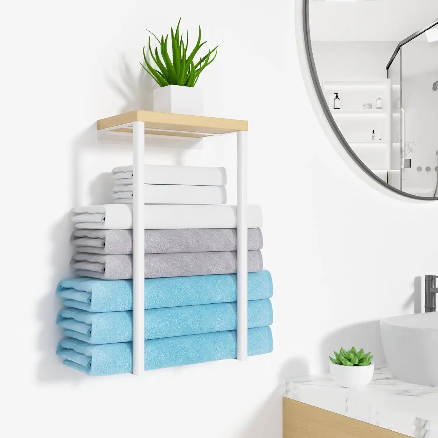 Image from Gleendy Torres Cupones & Ofertas: 🔥🔥16 inch Anti-Rust Towel Rack with Wood Shelf sólo $9.xx al agregar...