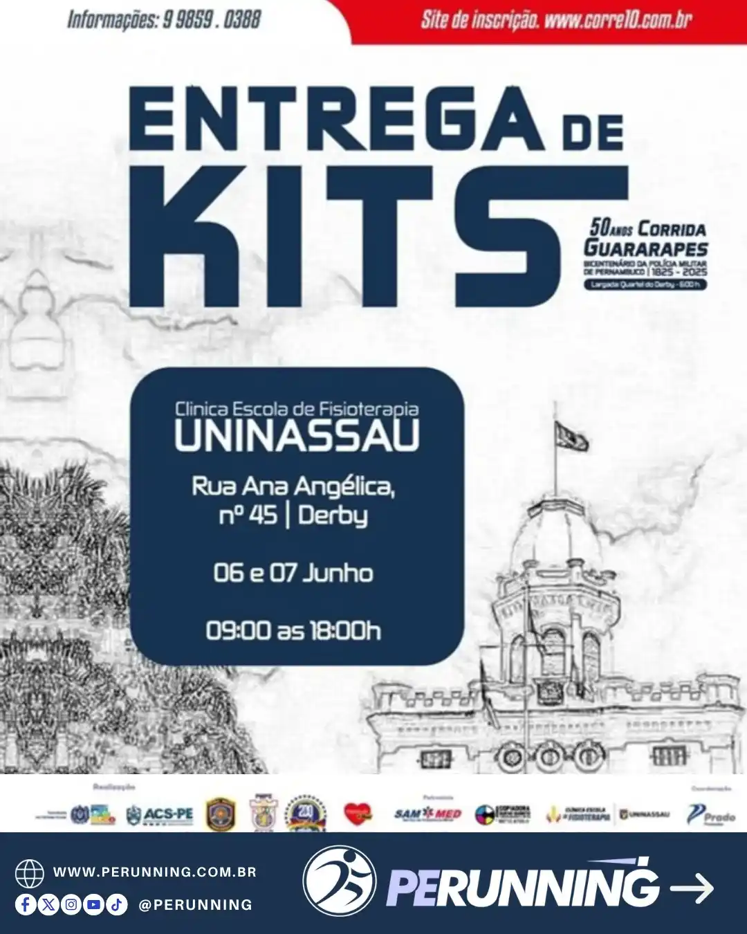 Image from PE RUNNING | Corrida e Caminhada: *47ª CORRIDA GUARARAPES* 🛍️ *ENTREGA DE KITS* 📆 06/06 ⏰09h às 18h...