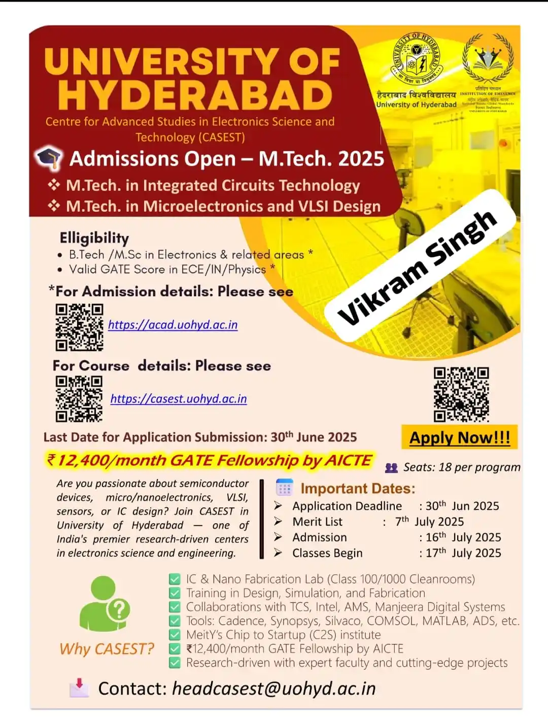 Image from Physics Jobs UG PG PHD Intership Project Workshop: Admissions Open for M. Tech. 2025! Application Deadline: 30th June 20...