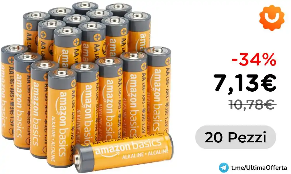 Image from ‼️ULTIMA OFFERTA💰 - Offerte, Codici Sconto ed Errori di Prezzo: 🔋 *Amazon Basics Batterie AA Alcaline Durata 10 Anni* 💰 *A soli 7,1...
